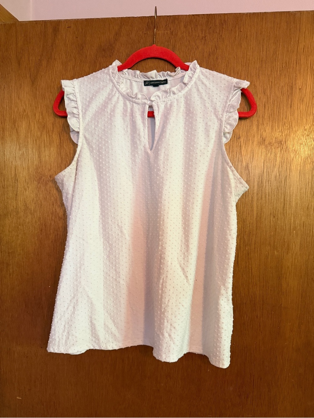 White Swiss Dot Top with Ruffled Sleeves